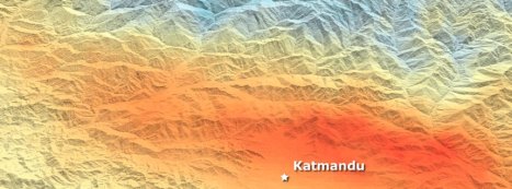 Bodenveränderung nach Erdbeben: Blau zeigt Senkung, Rot Hebung. NASA/ ESA/ DLR/ JPL